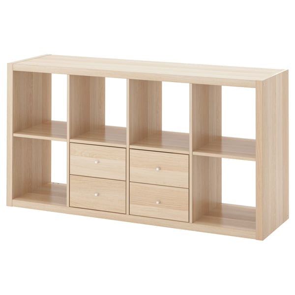Kallax Shelving Unit With 2 Inserts White Stained Oak Effect Ikea