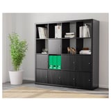 KALLAX Shelving unit, with 8 doors/black-brown, 147x147 cm
