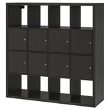 KALLAX Shelving unit, with 8 doors/black-brown, 147x147 cm