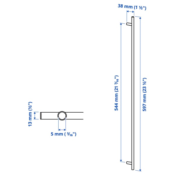 KALLRÖR Handle, stainless steel, 597 mm