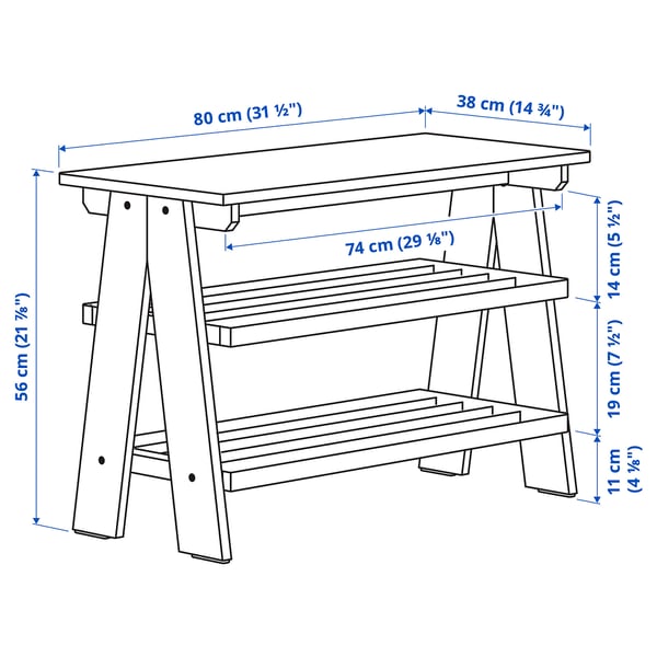 KALLSÖ Bench with shoe storage, grey, 80x38x56 cm