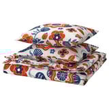KANONVISKA Duvet cover and 2 pillowcases, white multicolour/floral pattern, 200x200/50x60 cm