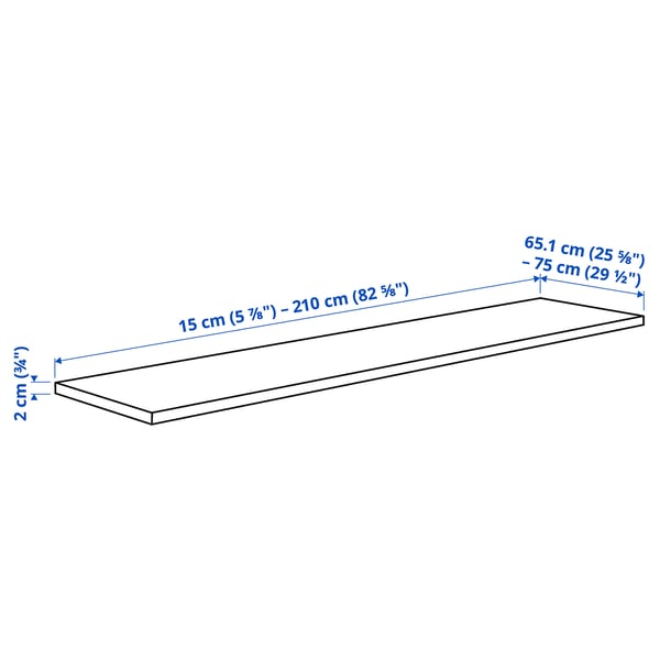 KASKER Custom made worktop, white/grey-beige marble effect/quartz, 15-210x65.1-75 cm