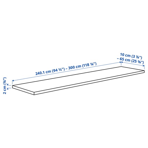 KASKER Custom made worktop, white mineral effect/quartz, 240.1-300x10-65 cm