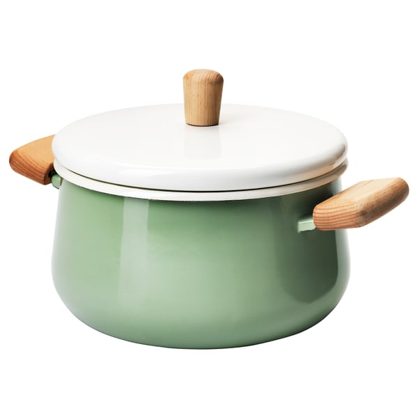 KASTRULL Pot with lid, green, 3 l
