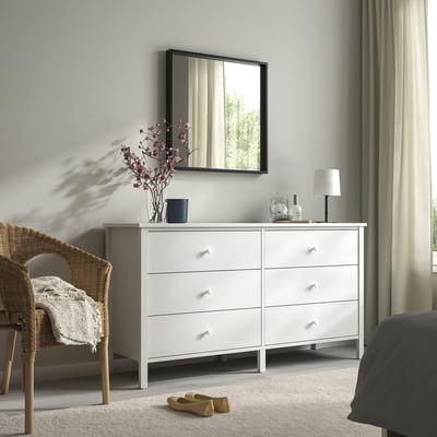 KILBERGET Chest of 6 drawers, white/anchor/unlock-function, 144x78 cm