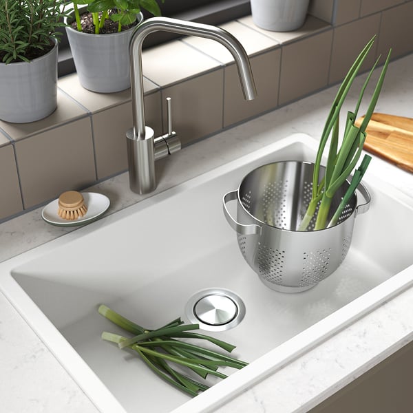 KILSVIKEN Inset sink, 1 bowl, white quartz composite, 72x46 cm