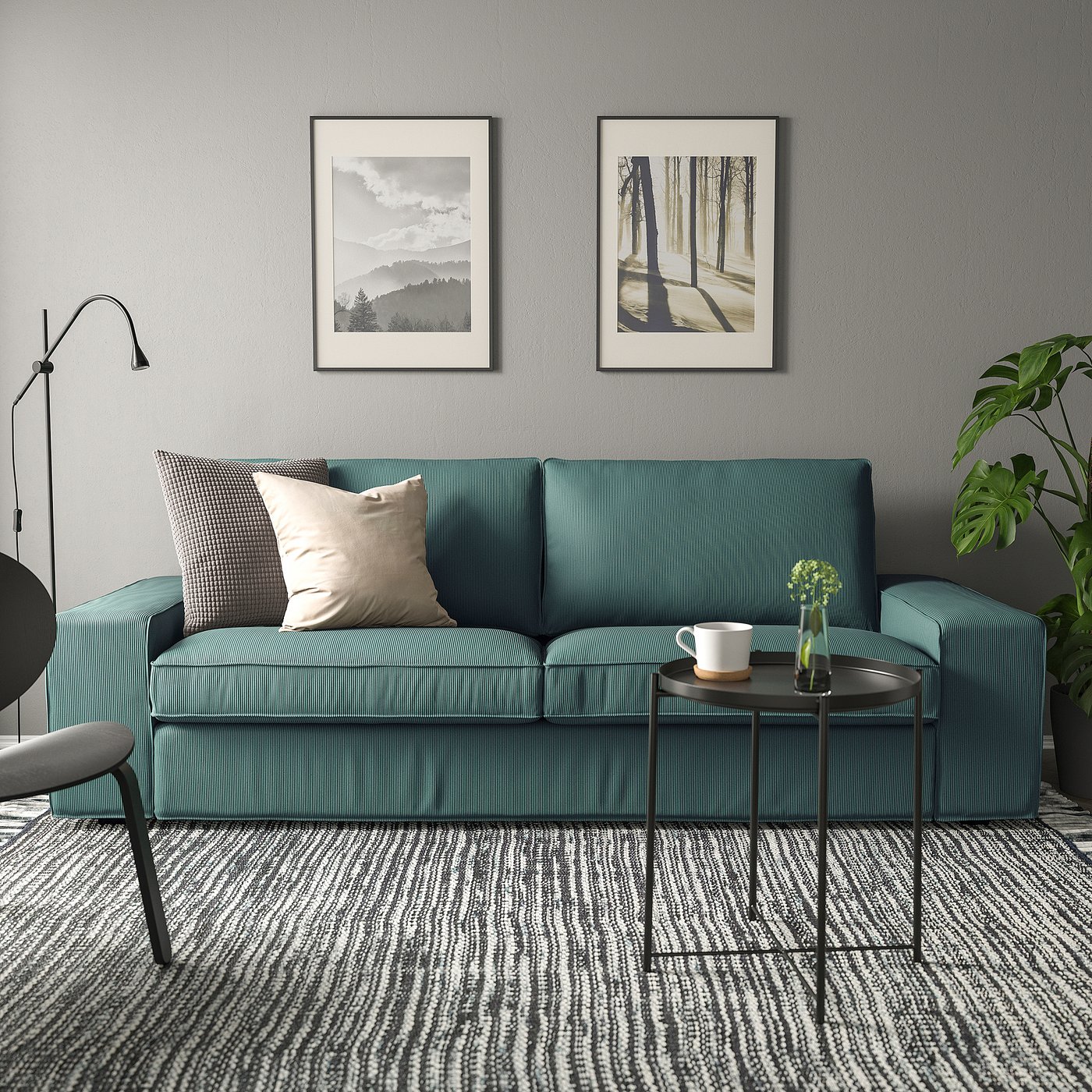 KIVIK 3-seat sofa, Kelinge grey-turquoise - IKEA