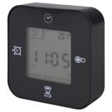KLOCKIS Clock/thermometer/alarm/timer, black, 7x7 cm