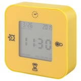 KLOCKIS Clock/thermometer/alarm/timer, dark yellow, 7x7 cm