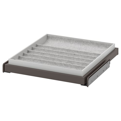 KOMPLEMENT pull-out tray, grey, felt insert, square shape, organiser design.