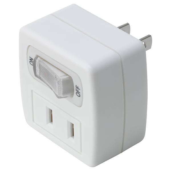 KOPPLA 2-way adaptor plug with switch - unearthed white - IKEA