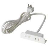 KOPPLA 2-way socket-outlet, unearthed white, 1.8 m
