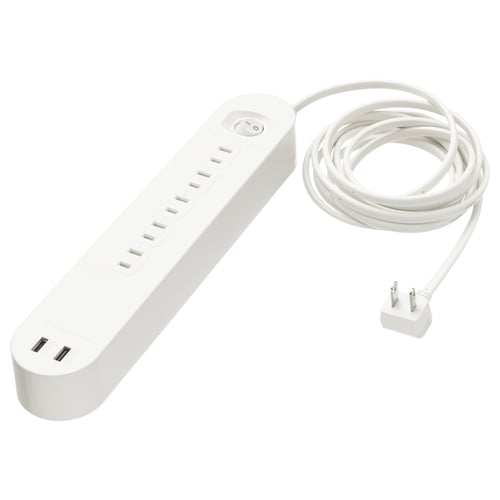 KOPPLA white surge protector: 5 outlets, 2 usb ports