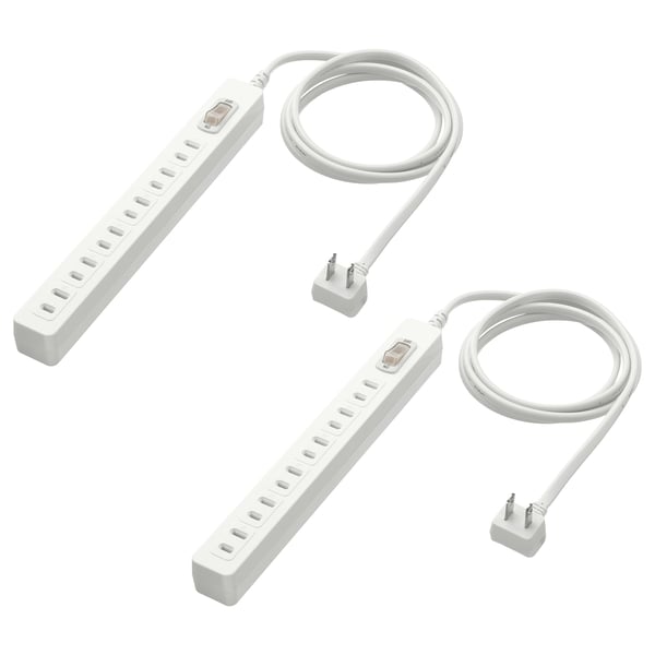KOPPLA 6-way socket, unearthed/white, 1.5 m
