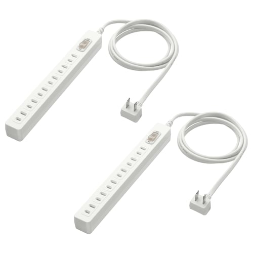 Two KOPPLA power strips, each with 6 sockets, shutters, switch, and 1. 5m cable.