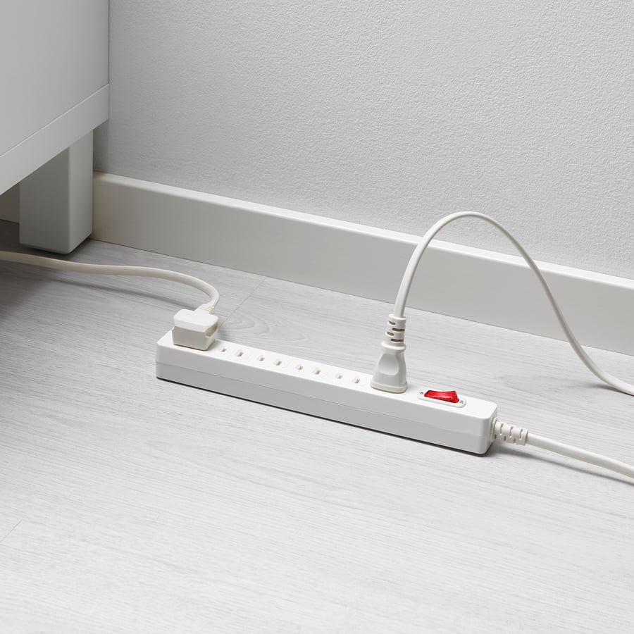 KOPPLA 6way socket, unearthed/white, 1.5 m IKEA