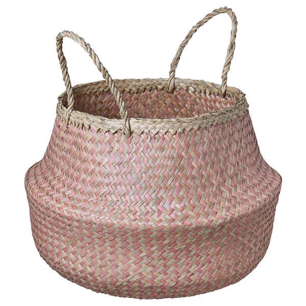 KRALLIG Basket, sedge/pink, 25 cm