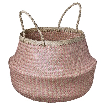 KRALLIG Basket, sedge/pink, 25 cm