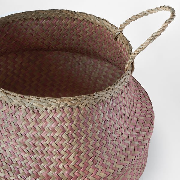 KRALLIG Basket, sedge/pink, 25 cm