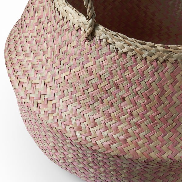 KRALLIG Basket, sedge/pink, 25 cm