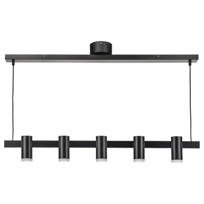 KRANSALG Pendant lamp with 5 lamps, black, 113 cm