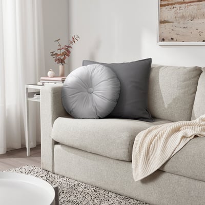 KRANSBORRE Cushion, light grey, 40 cm