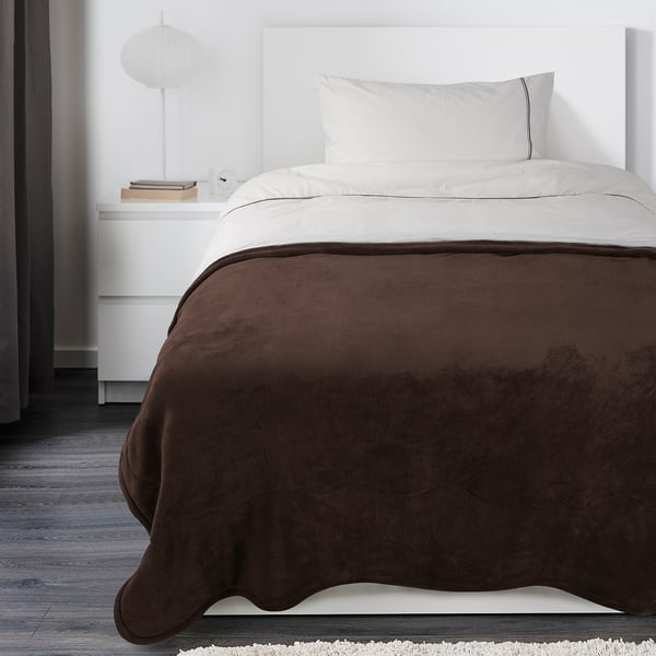 KRANSSALVIA Blanket, brown, 200x200 cm