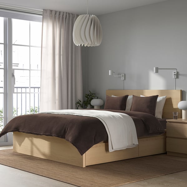 KRANSSALVIA Duvet cover and 2 pillowcases, brown, 200x200/50x60 cm