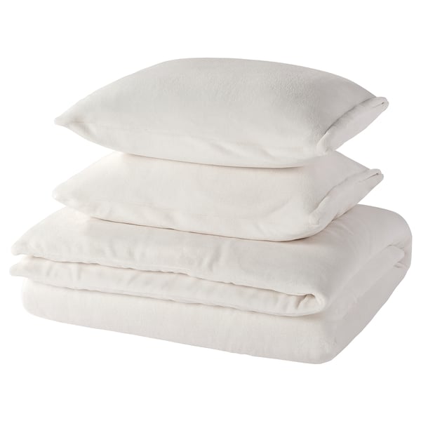 KRANSSALVIA Duvet cover and 2 pillowcases, white, 200x200/50x60 cm