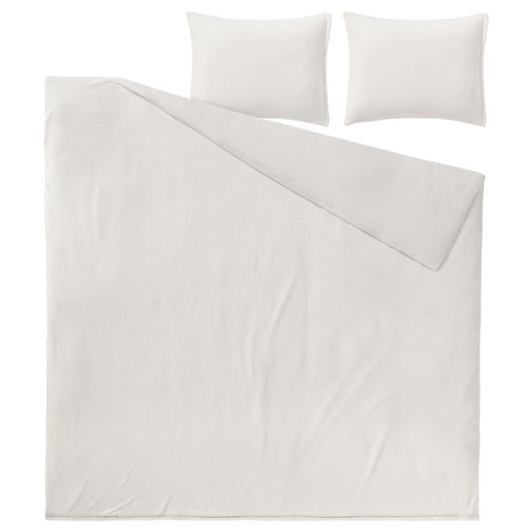 KRANSSALVIA Duvet cover and 2 pillowcases, white, 200x200/50x60 cm