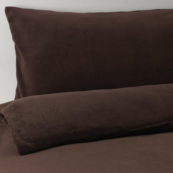 KRANSSALVIA Duvet cover and pillowcase, brown, 150x200/50x60 cm