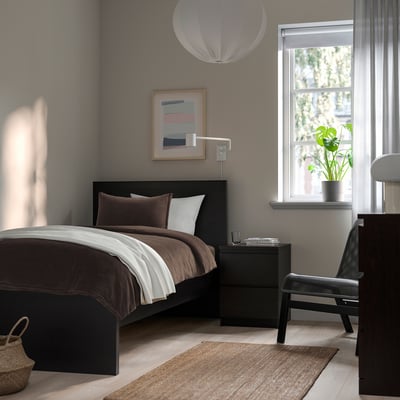 KRANSSALVIA Duvet cover and pillowcase, brown, 150x200/50x60 cm