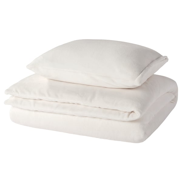 KRANSSALVIA Duvet cover and pillowcase, white, 150x200/50x60 cm