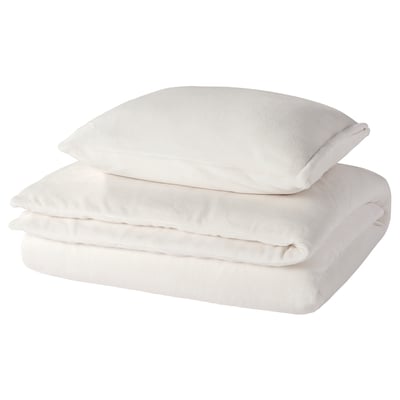 KRANSSALVIA Duvet cover and pillowcase, white, 150x200/50x60 cm