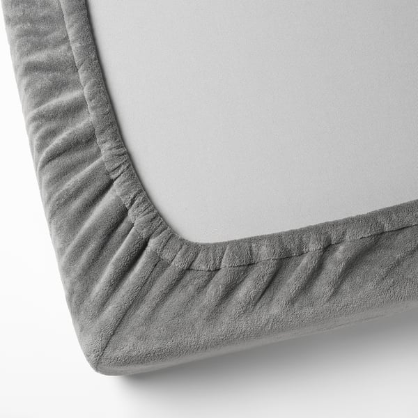 KRANSSALVIA Fitted sheet, grey, 90x200 cm