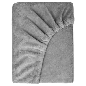 KRANSSALVIA grey fleece blanket - soft, recycled polyester, folded rectangle.