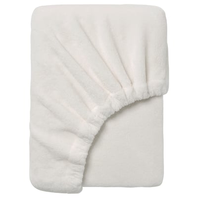 KRANSSALVIA Fitted sheet, white, 90x200 cm