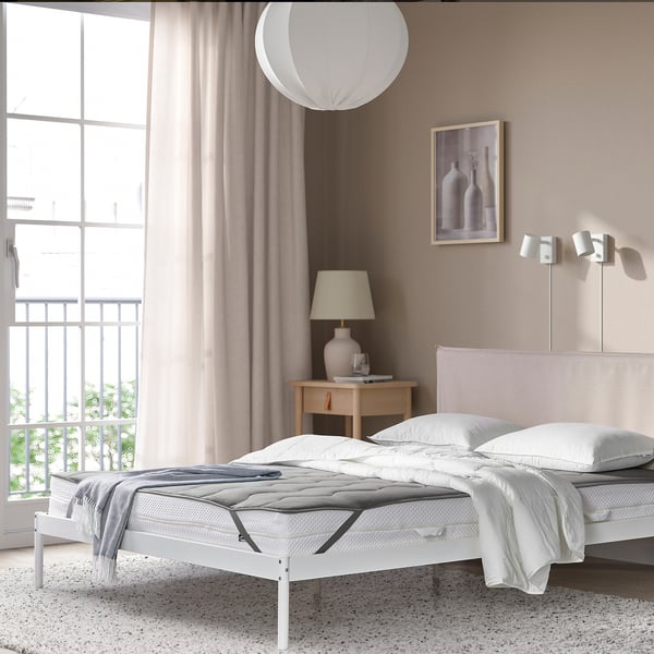 KRANSSALVIA Mattress protector, grey, 160x200 cm