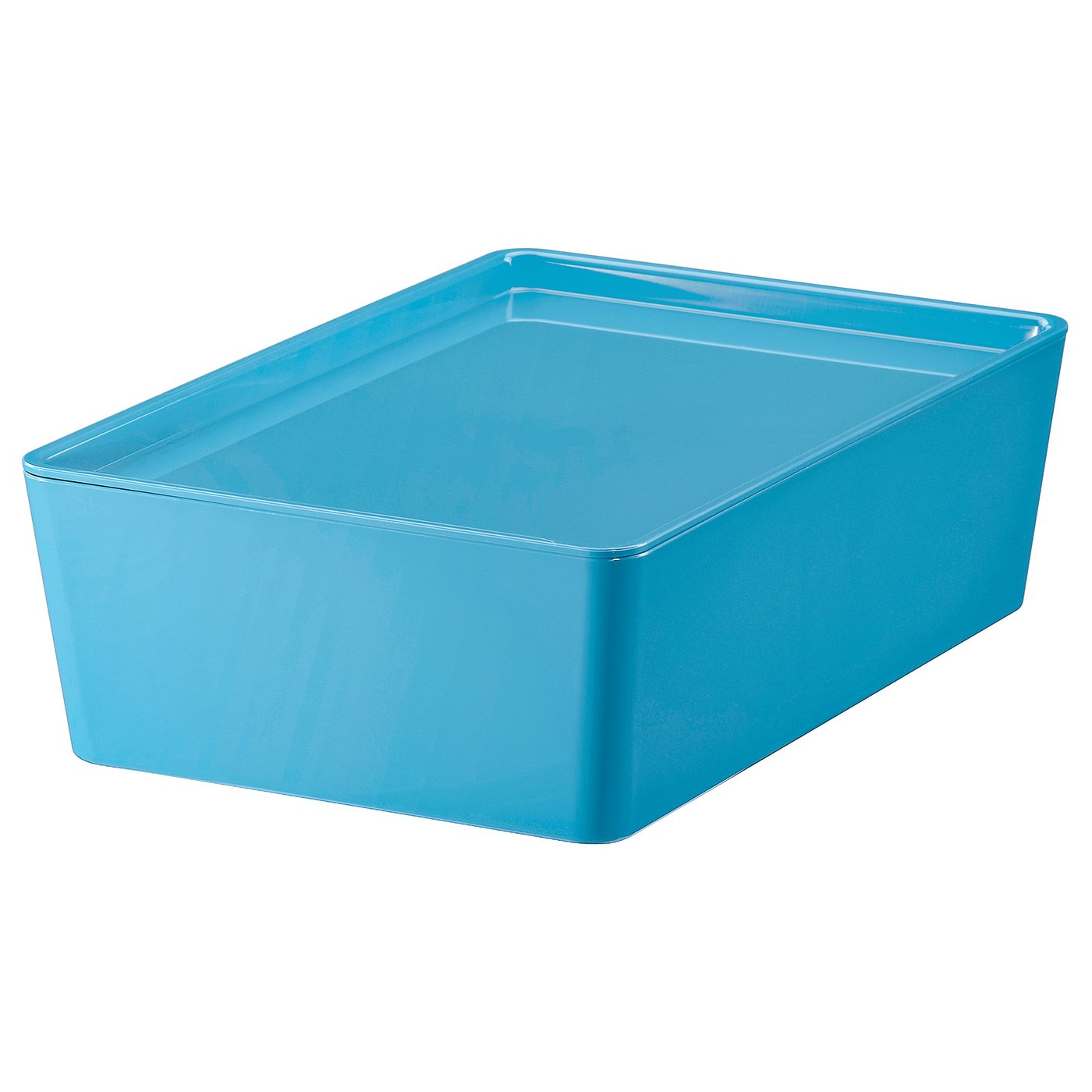 KUGGIS Storage box with lid blue, plastic IKEA
