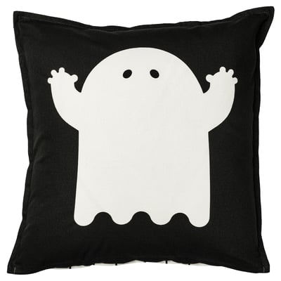 KUSTFYR Cushion cover, ghost pattern white/black, 50x50 cm