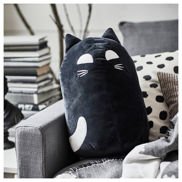 KUSTFYR Soft toy, cat black, 44 cm
