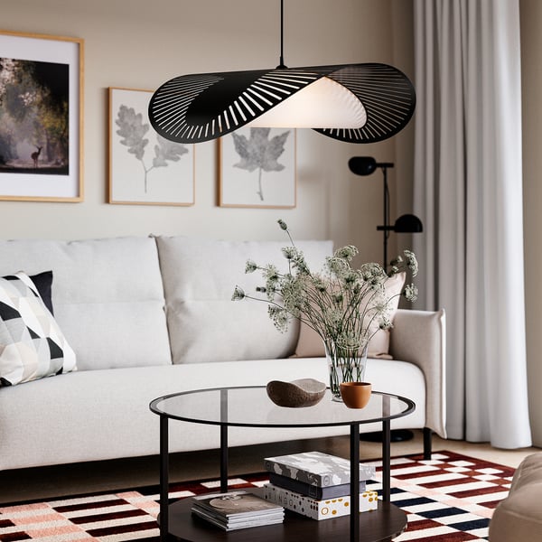 KVÄLLSDOPP / HAVSDJUP Pendant lamp, black, 72 cm