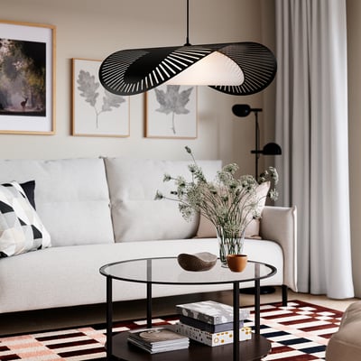 KVÄLLSDOPP / HAVSDJUP Pendant lamp, black, 72 cm