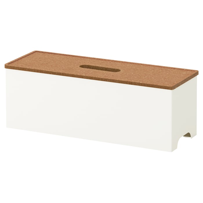 KVISSLE cable management box, cork/white IKEA
