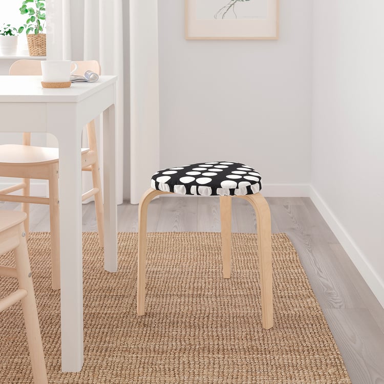 KYRRE Stool with cover, birch/black/white IKEA