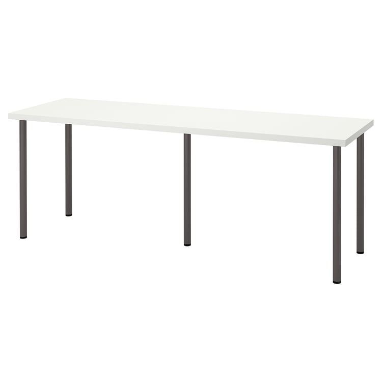 LAGKAPTEN / ADILS Desk, white/dark grey, 200x60 cm IKEA