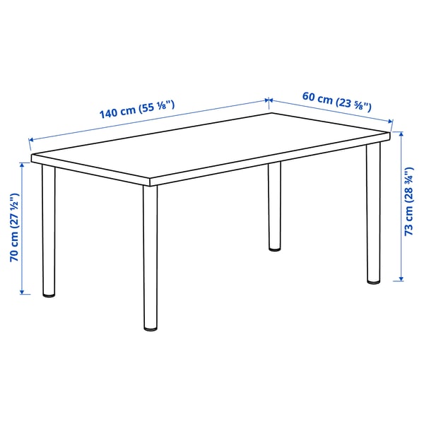 LAGKAPTEN / ADILS Desk, white stained oak effect/dark grey, 140x60 cm