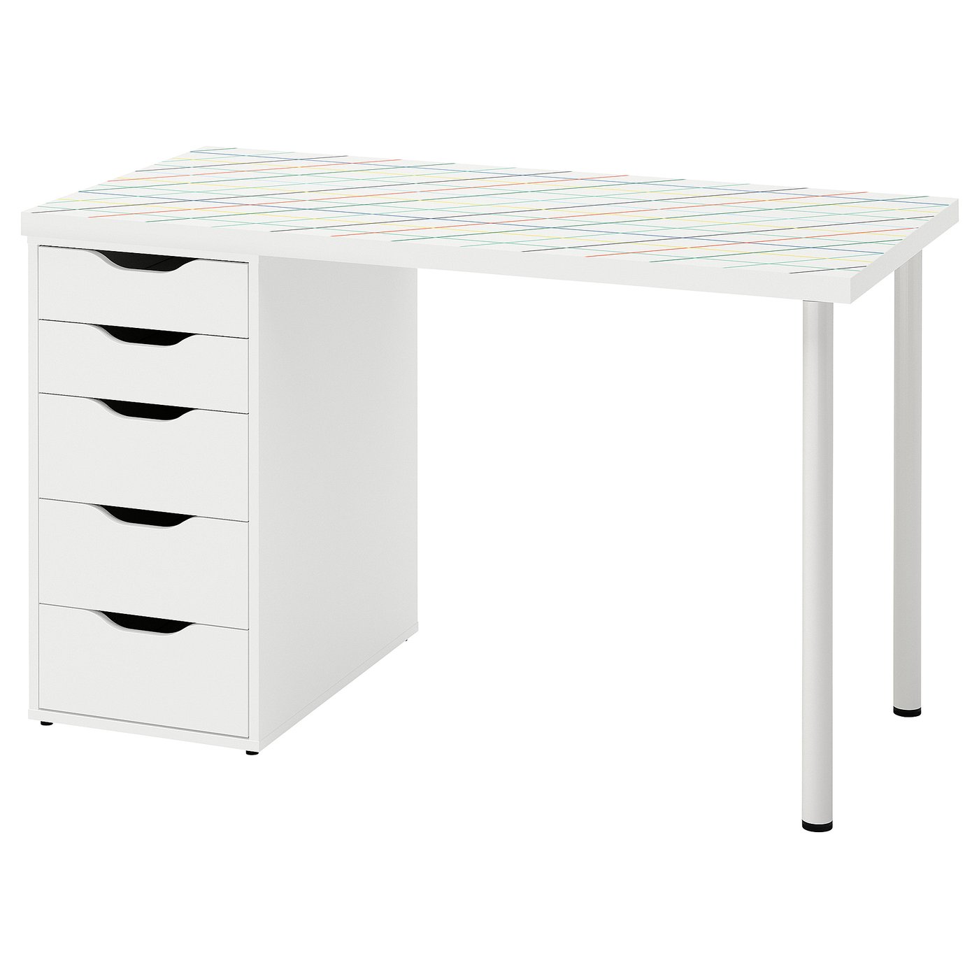 LAGKAPTEN / ALEX desk, grid multicolour/white, 120x60 cm - IKEA