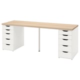 LAGKAPTEN / ALEX Desk, white stained oak/white, 200x60 cm